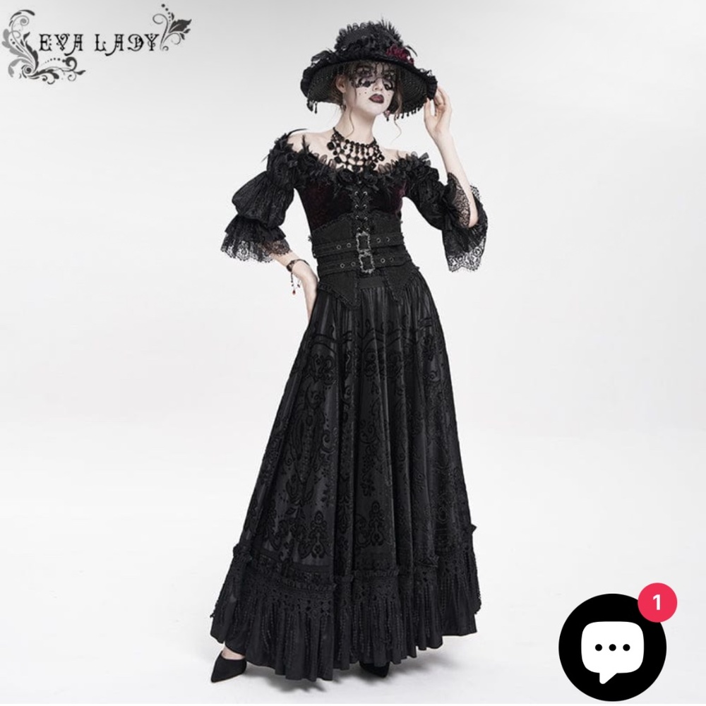 Eva Lady Gothic Black Tassel Skirt XS